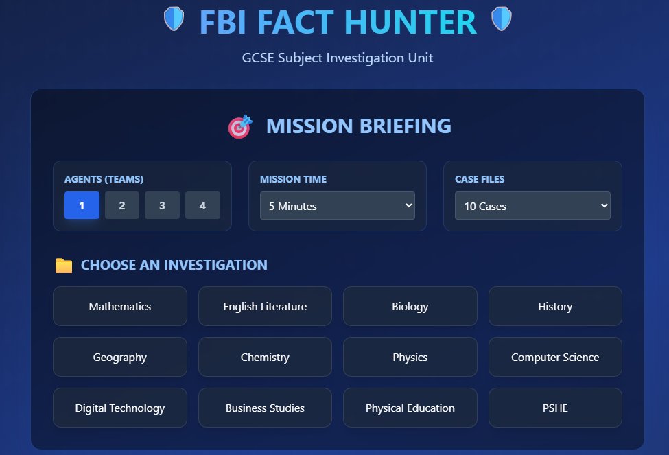 MrAdamMasters's tweet image. Rank agents, spark collaboration, and make learning an investigation! This FREE web app is packed with features for #GCSE students. Don&apos;t miss out on the &quot;FBI Fact Hunter&quot; Go on, try it today! ➡️ adammasters.com/games/FBI-GCSE/ #Teachers #Education #Revision #ClassroomFun