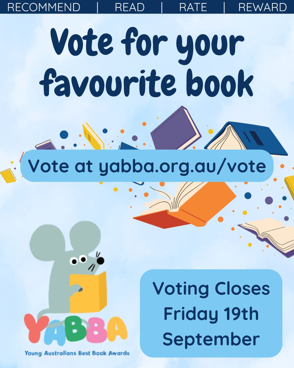 Voting is OPEN for the 2025 YABBA Awards. Children can vote online at yabba.org.au/online-voting-…
For a whole class option, consider downloading the bulk voting form and enter in the total number of votes per book. Voting closes Friday 19th September!