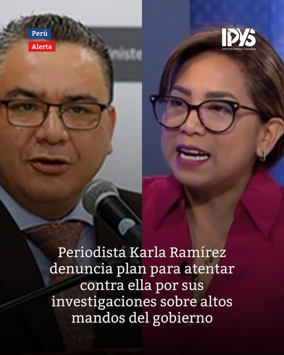 IPYS (@ipys) on Twitter photo 🚨#ALERTA 🇵🇪: Periodista <a href="/NinaSunqu/">Karla Ramírez Camarena</a> denuncia plan para atentar contra ella por sus investigaciones sobre altos mandos del gobierno.
🔎El IPYS denuncia públicamente estos hechos y exige inmediata investigación sobre lo declarado por la periodista, quien investiga y fiscaliza 🚨#ALERTA 🇵🇪: Periodista <a href="/NinaSunqu/">Karla Ramírez Camarena</a> denuncia plan para atentar contra ella por sus investigaciones sobre altos mandos del gobierno.
🔎El IPYS denuncia públicamente estos hechos y exige inmediata investigación sobre lo declarado por la periodista, quien investiga y fiscaliza