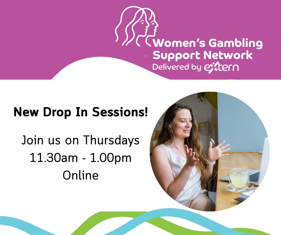 It’s Recovery Month – and we’re proud to relaunch as the Women’s Gambling Support Network.
New this month: Weekly Drop-In Sessions every Thursday from 11:30am–1:00pm. A safe space to connect, chat, and find support with others who understand.
 Learn more: linktr.ee/ExternWGSN