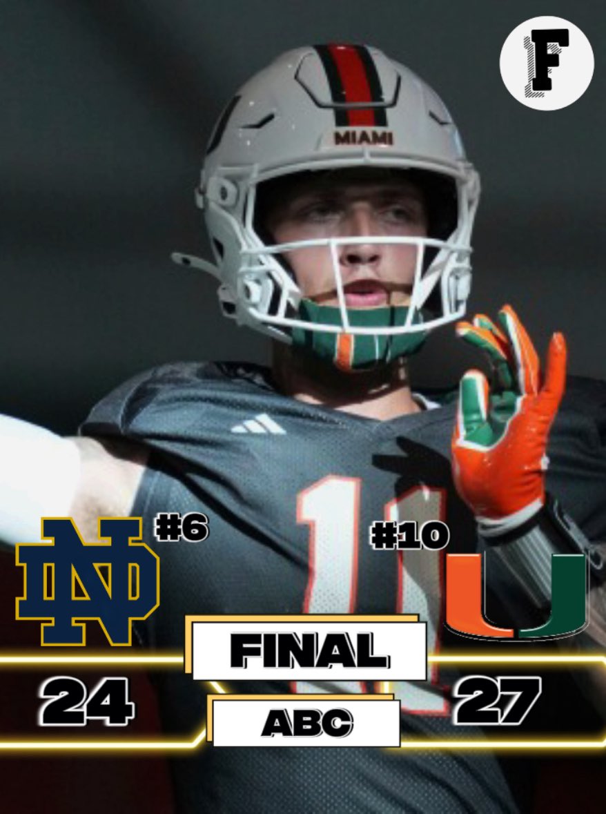 Carson Beck throws for 205 yards and two touchdowns to help Miami survive late against the Notre Dame Fighting Irish!

CJ Carr earned his stripes tonight, but it just wasn’t enough to get the win.