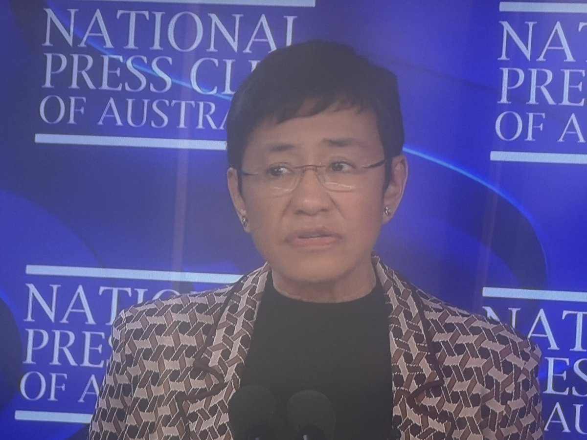 Governments world wide must regulate tech giants to secure information integrity Maria Ressa tells ⁦<a href="/PressClubAust/">National Press Club</a>⁩. Democracies are destroying themselves by allowing the algorithmic manipulation of lies. It’s about TRUST.