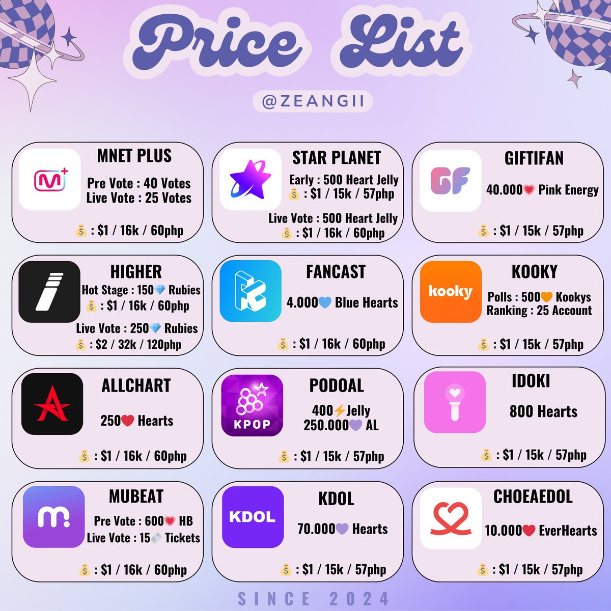 📢 AVAILABLE FOR SALE 📢

📍Open Reservation 
❗Payment Before Vote
❌️ Not Accepting RT Deals
❌️ No Rush Order
❌️ No Cancel &amp; Refund
💰 Paypal/Gcash/Wise/Qris/Shopeepay
✉️ DM to buy

🏷 wts choeaedol kdol podoal mubeat idoki allchart giftifan fancast mnet kooky star planet