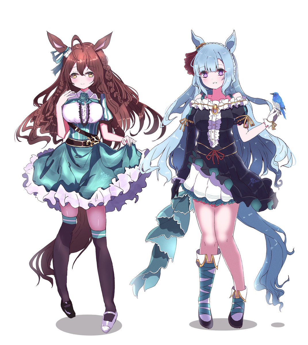 8月描いたメジロ一家シリーズ
アルダンちゃんとブライトちゃん🩵💚