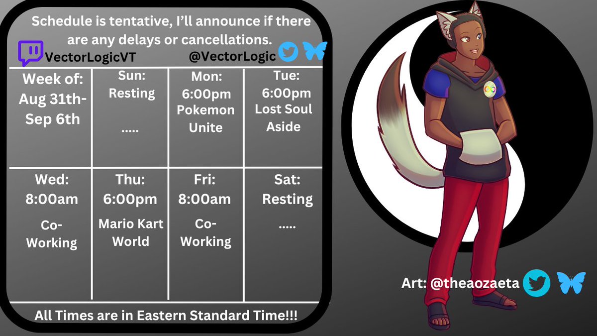 New schedule this week! This one is a bit different than what I planned, but I'll make it work.