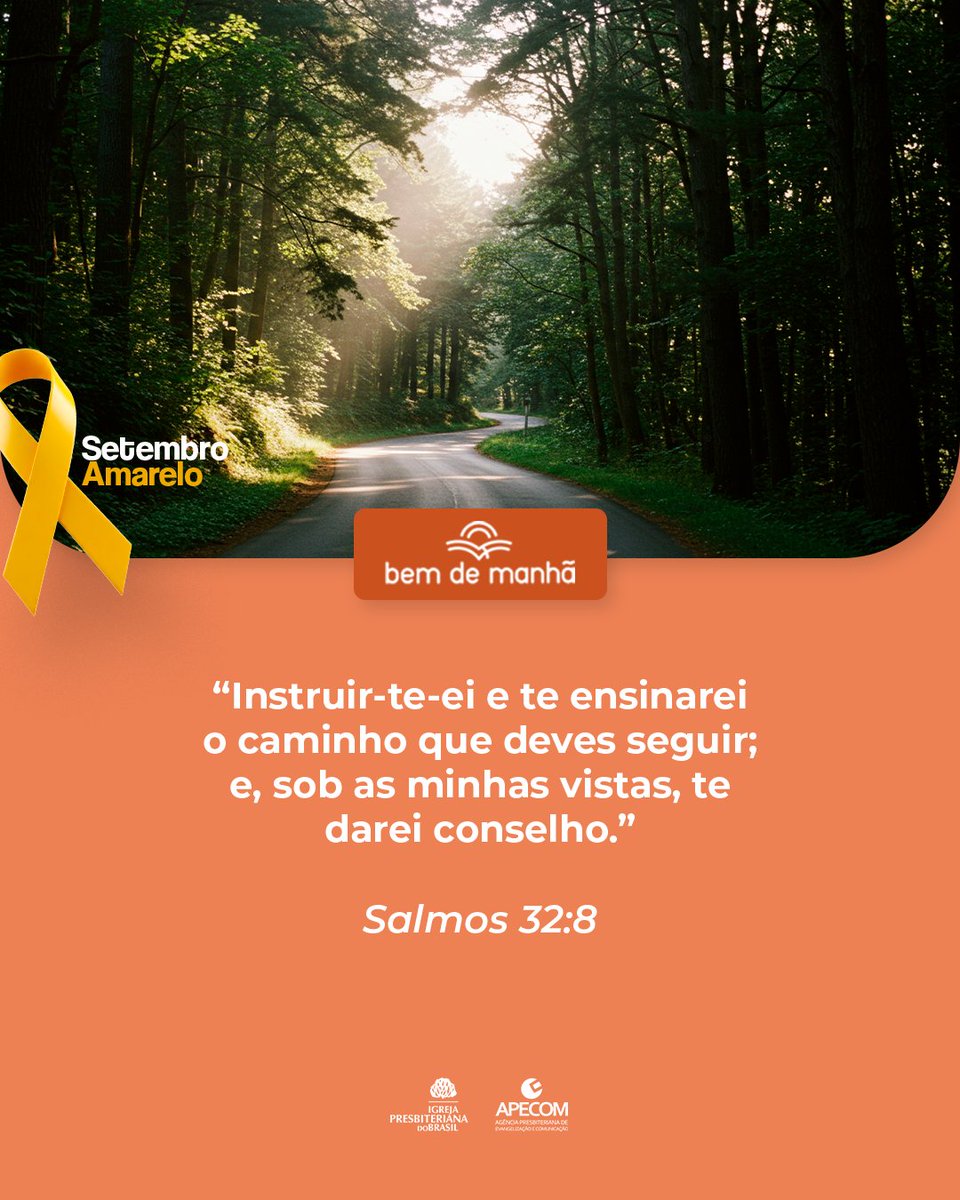 Bem de Manhã: Comece o dia meditando na sabedoria de Deus.

“Instruir-te-ei e te ensinarei o caminho que deves seguir; e, sob as minhas vistas, te darei conselho.”

Salmos 32:8