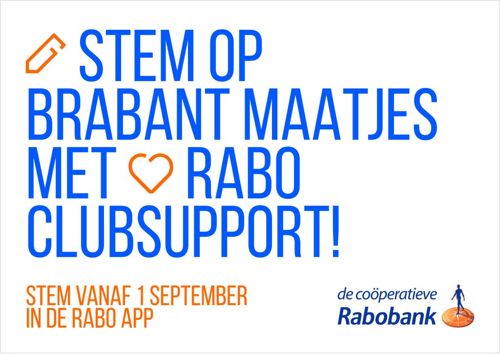 💛 RETWEET = TOF!! Ik vraag je persoonlijk te stemmen op <a href="/Brabantmaatjes/">Brabant Maatjes.nl</a> tijdens #RaboClubSupport!

Van 1 t/m 23 sept help je eenzaamheid, depressie &amp; mentale gezondheid aan te pakken.

📲 Rabo App → ‘Stem op je club’ → zoek Brabant Maatjes → stem! 🙌