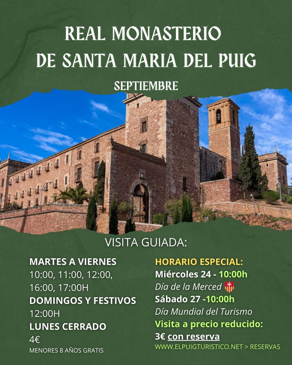 🗓️¡𝗘𝗻 𝘀𝗲𝗽𝘁𝗶𝗲𝗺𝗯𝗿𝗲 𝘃𝘂𝗲𝗹𝘃𝗲𝗻 𝘁𝗼𝗱𝗮𝘀 𝗹𝗮𝘀 #𝗥𝘂𝘁𝗮𝘀𝗱𝗲𝗹𝗣𝘂𝗶𝗴!
Entramos cargados de energia y de planes para todo el mundo.⚠️¡𝘗𝘭𝘢𝘻𝘢𝘴 𝘭𝘪𝘮𝘪𝘵𝘢𝘥𝘢𝘴!

-🪢Reserva online: elpuigturistico.net/pag/479/reserv…
-📞Móbil: 607 229 712
-📩elpuig@touristinfo.net
