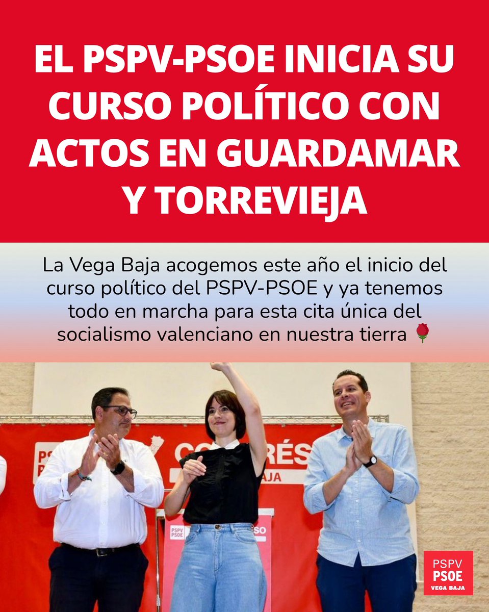 PSOEVegaBaja's tweet photo. ￼
Nuestra comarca marcará el rumbo del cambio para devolver la dignidad a las instituciones valencianas tras estos fatídicos años de gestión del PP de Mazón. 
￼
 Con @DianaMorantR al frente.

#PSOEVegaBaja #MazonDimision #PSPVPSOE https://t.co/gTg4RiLip2