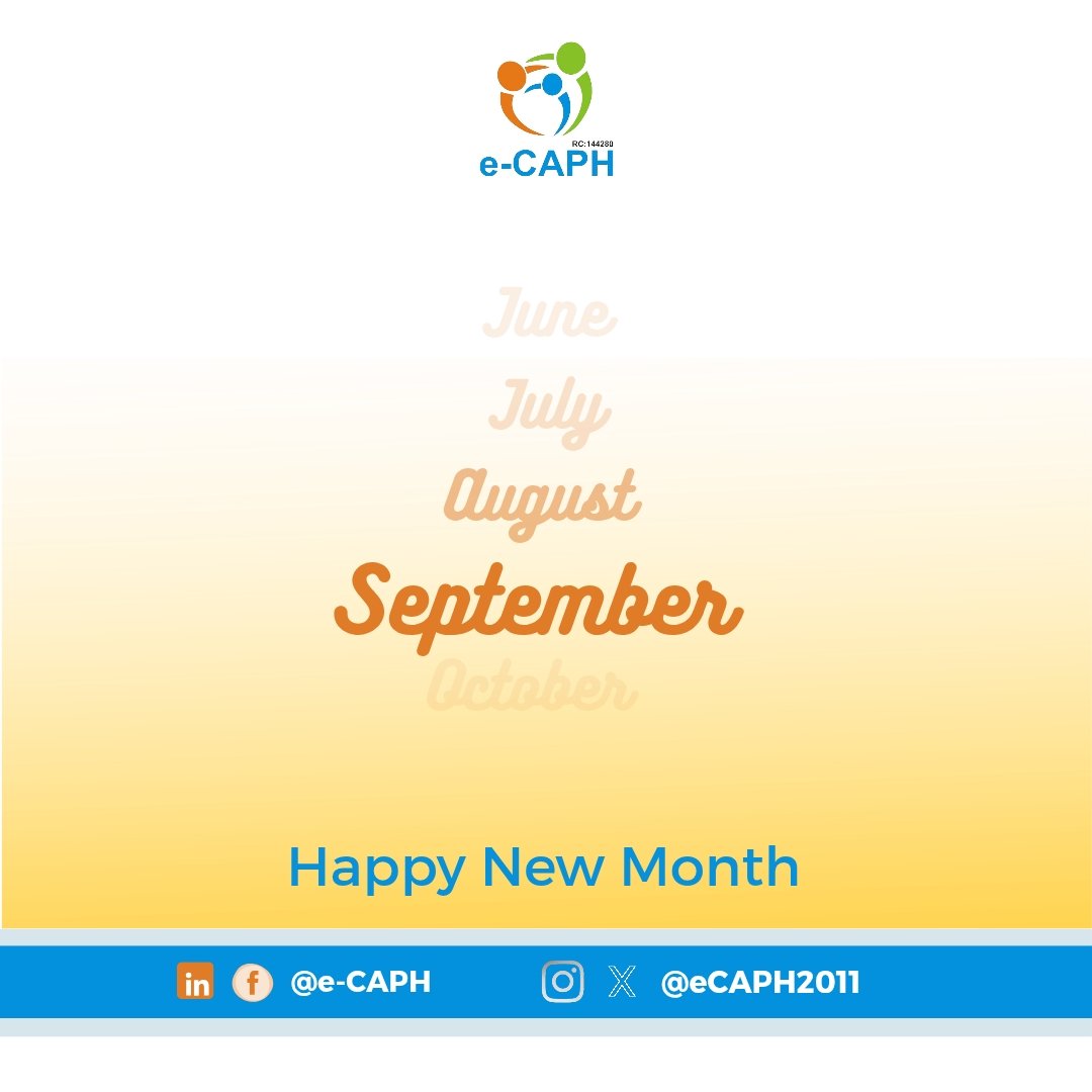 Happy New Month from all of us at e-CAPH.

May this September bring you growth, good health, and meaningful achievements. Keep pushing boundaries and making a difference! 

#eCAPH #HappyNewMonth #September