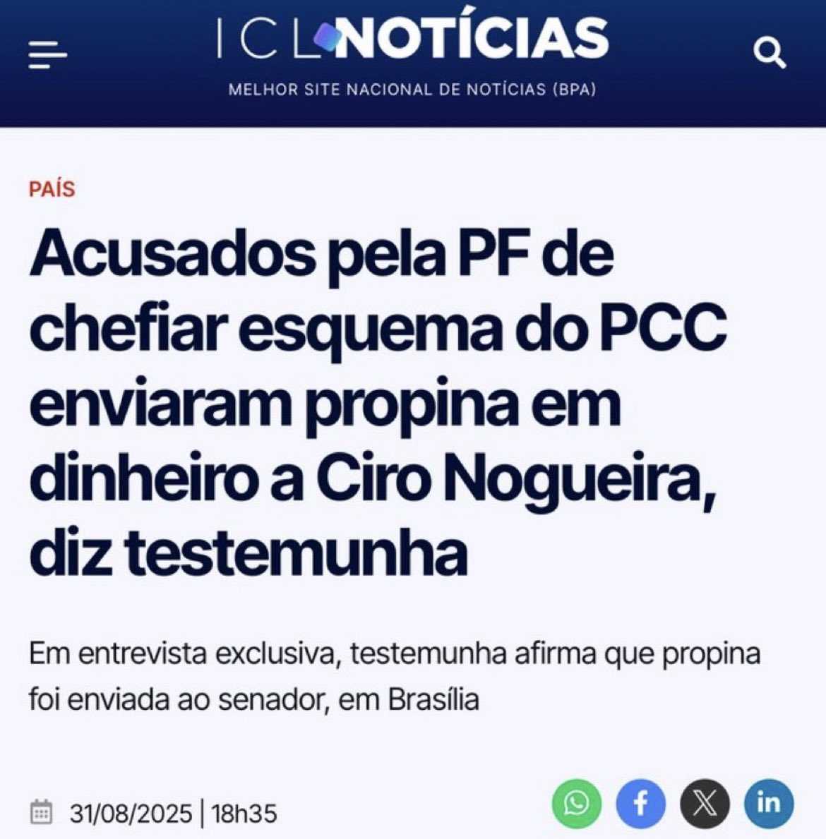 Está explicado porque Ciro Nogueira não quis assinar o Impeachment de Moraes ! ISSO É UM LIXO POLÍTICO !