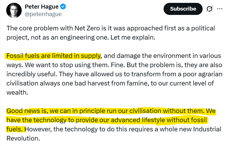 We absolutely do not have the technology to run our economy without fossil fuels.  <a href="/peterrhague/">Peter Hague</a> (THREAD)