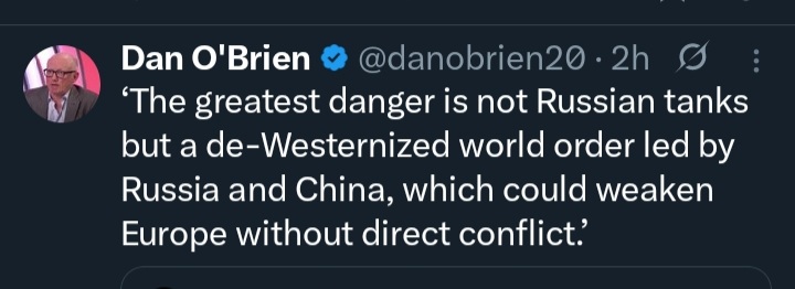 Shrill by Mouth (@iskesullas) on Twitter photo The 'Western world order' (the US & its vassals) is currently supporting genocide. Dan wants us to join NATO & go off to fight whatever country the mad emperor in the White House or his successor decides is the enemy of the day (not than Dan will be doing any fighting himself) The 'Western world order' (the US & its vassals) is currently supporting genocide. Dan wants us to join NATO & go off to fight whatever country the mad emperor in the White House or his successor decides is the enemy of the day (not than Dan will be doing any fighting himself)