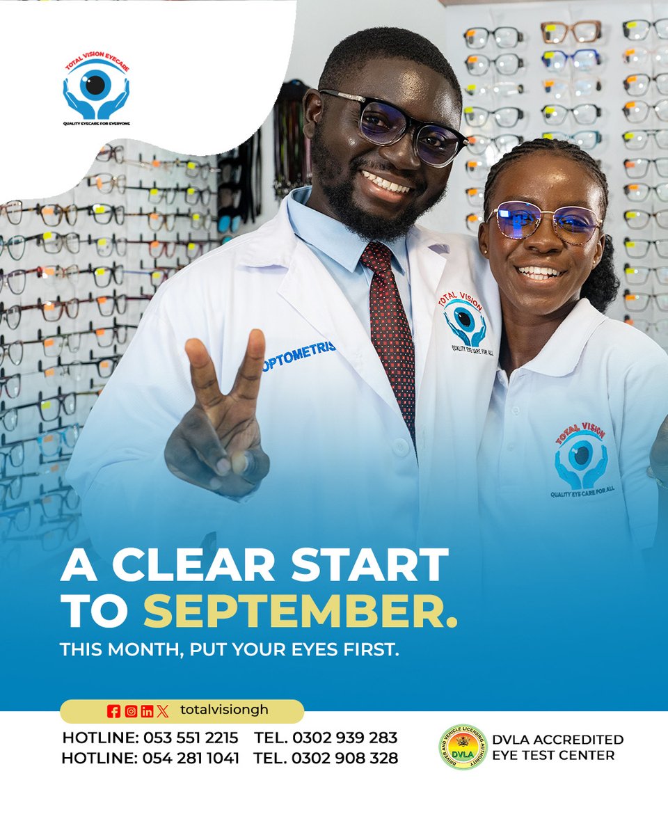 totalvision_gh's tweet image. 🍂 September’s here! 
Clear vision fuels confidence in work, family &amp;amp; new adventures. 
Prioritise your eye health with a comprehensive test. 

📞 Contact us: 0535512215 / 0542811041
📧 Email us: totalvisiongh@gmail.com

#Newmonth #September #SeeClearly #BookYourEyeTest #vision