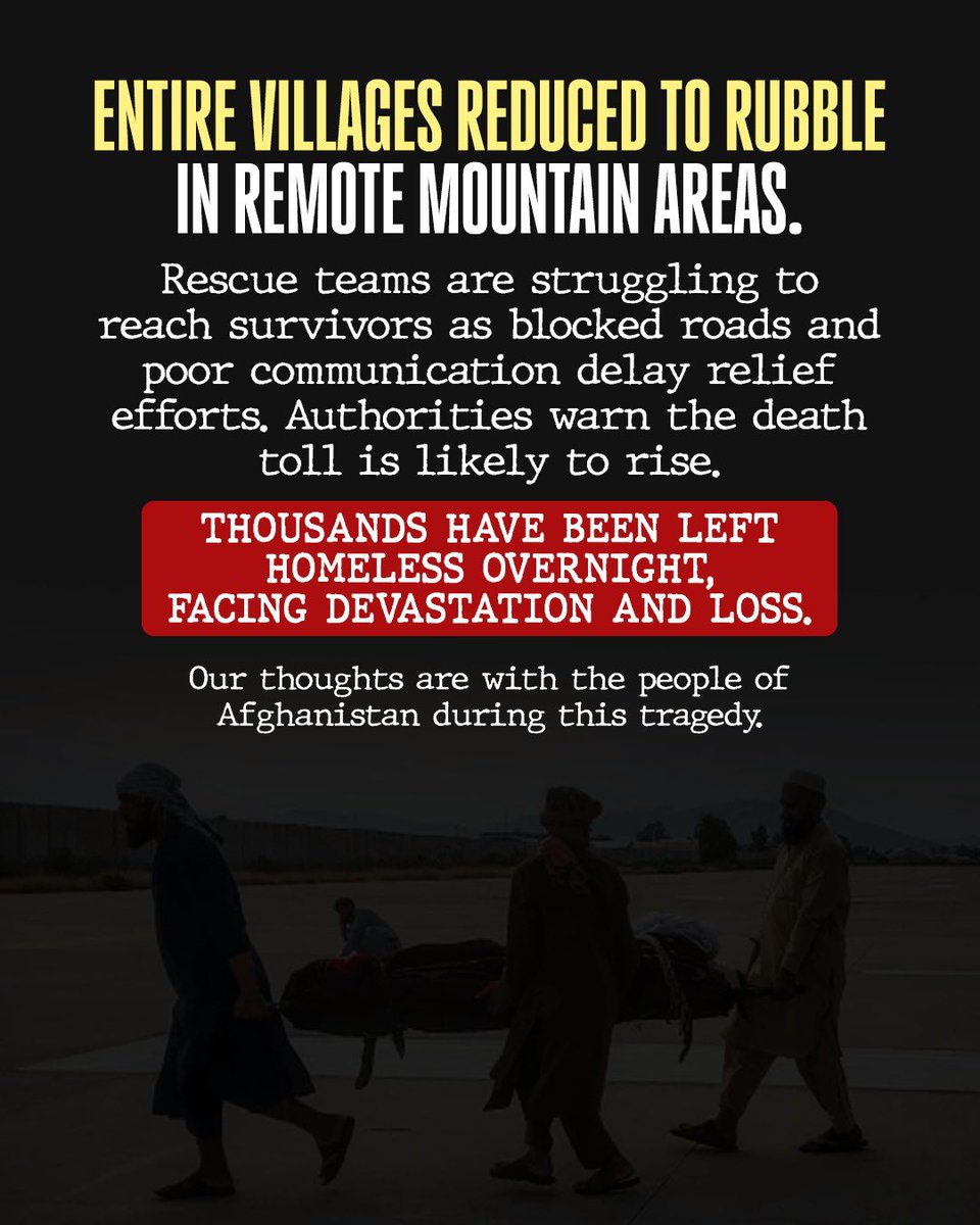 fuchsia_mag's tweet image. Deadly Earthquake Strikes Eastern Afghanistan!
Source: @aljazeera
#afghanistan #earthquake #disasters #foryou