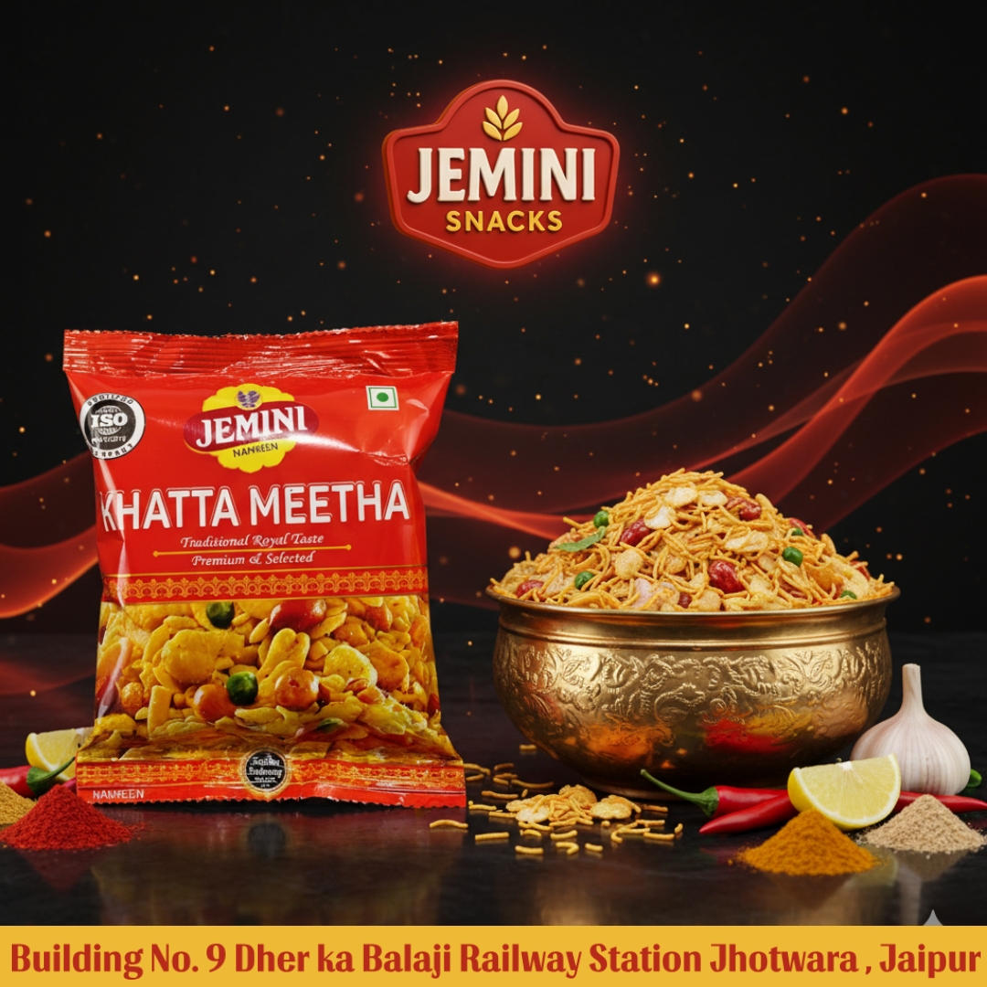 Jemini_001's tweet image. ✨ Taste the Royal Crunch with Jemini Snacks – Khatta Meetha 😋
📍 Address: Building No. 9, Dher ka Balaji Railway Station, Jhotwara, Jaipur
📞 Contact: +91 9462011204
📧 Email: Pinkcitysnacks@gmail.com

#JeminiSnacks #KhattaMeetha #NamkeenLove #JaipurSnacks #TasteOfIndia