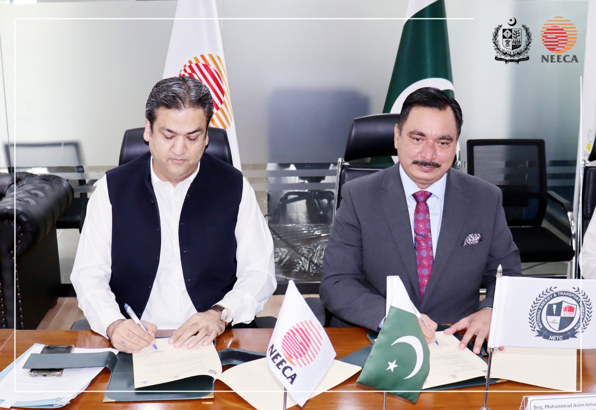 NEECA_Pakistan's tweet image. Transport is one of the most emission-heavy sectors we face. In #Pakistan, where every step toward sustainable mobility matters, direction matters most.
That’s why #NEECA partnered with the #NETC and #ECF to sign an agreement that carries purpose beyond paperwork.