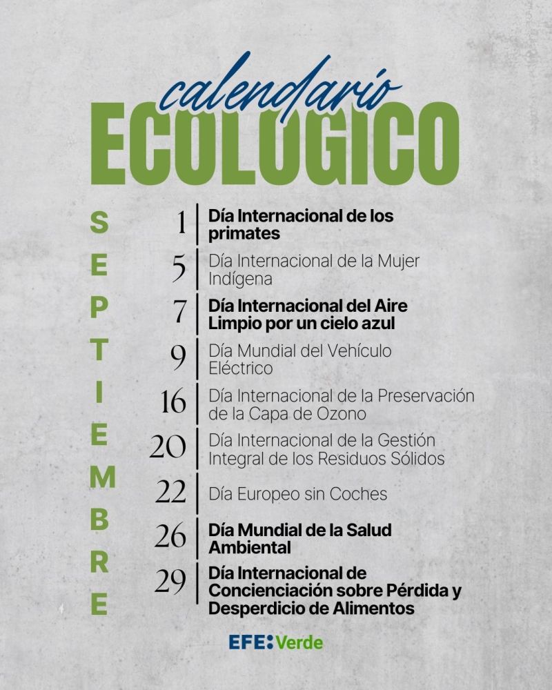 Calendario ecológico: éstas son los días y fechas clave para un septiembre 2025 más sostenible efeverde.com/calendario-eco…