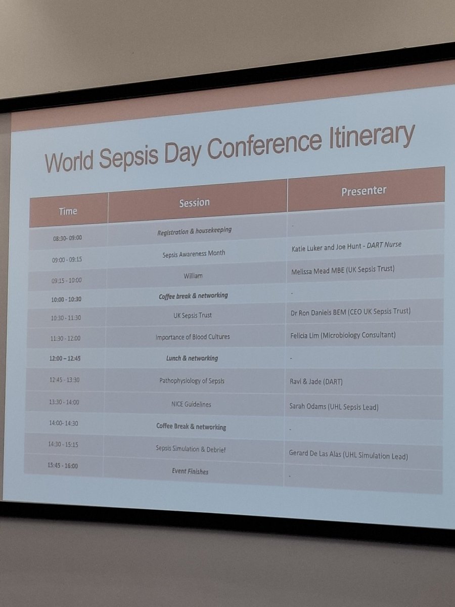 Looking forward to a full day at the Sepsis Awareness Conference #WorldSepsisDayConference