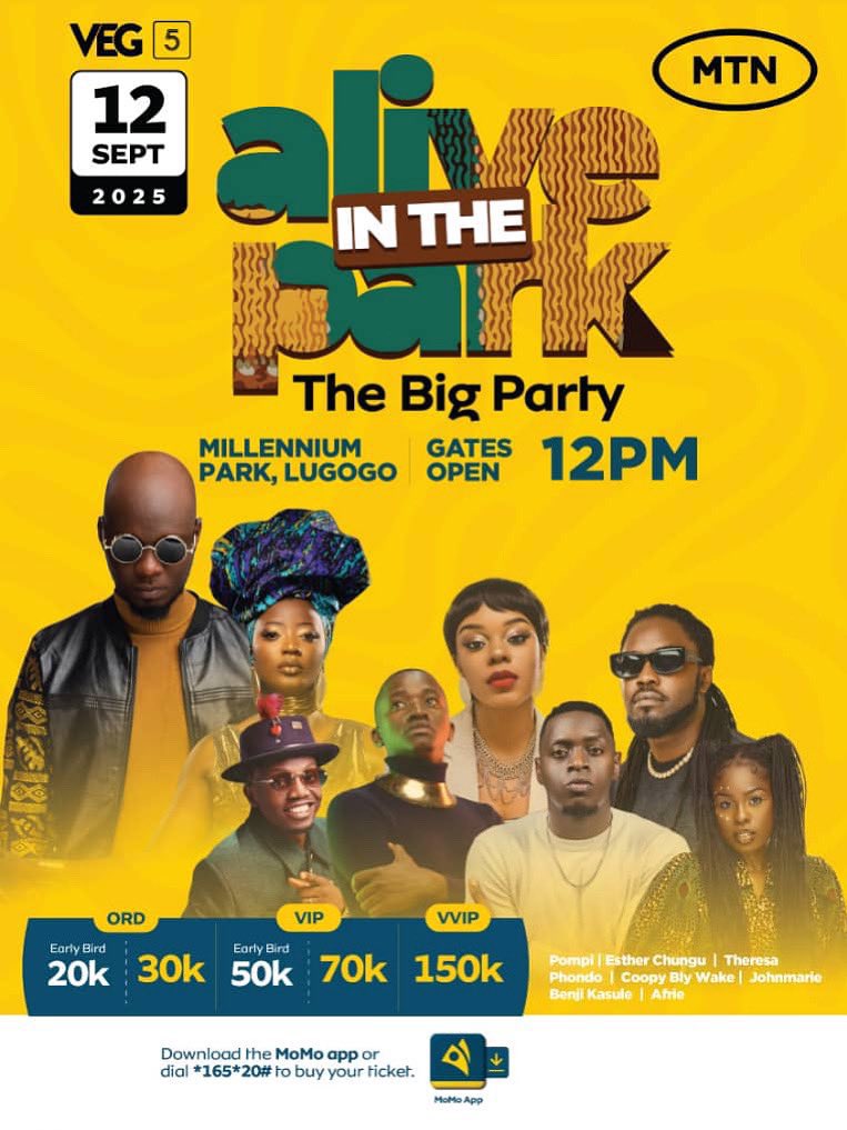 Happy #AliveInThePark month 🥳 we are celebrating 5 year of Christian entertainment <a href="/VineEntGroup/">#VEGat5 🔥</a> 

Tag your party buddies to nudge them 😂😂 omanyi twelabila nyo. 

For reservations, call 0782300142

Grab your tickets👇🏾
momoticketing.com/event/alive-in… 

#BuyTicketsWithMoMo