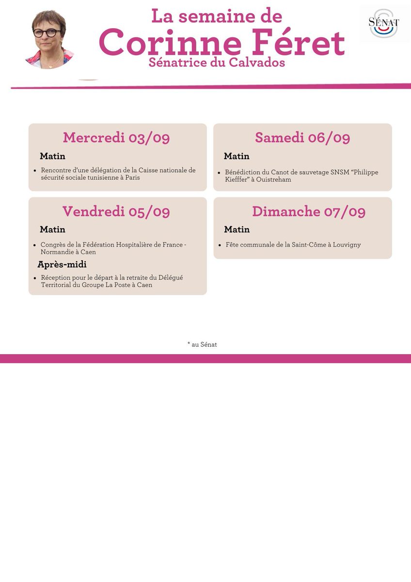 Agenda de la semaine au <a href="/Senat/">Sénat</a> et dans le #Calvados