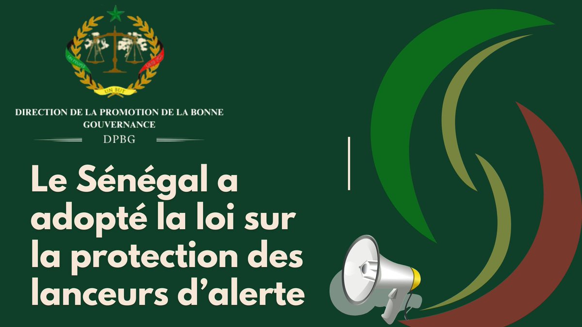 🇸🇳🔥📣 Le Sénégal a franchi un pas historique dans la lutte contre la corruption en adoptant une Loi sur la protection des lanceurs d’alerte !

🚨Toute personne qui dénonce anonymement un acte de corruption, de détournement ou de fraude pourra recevoir 10% des fonds récupérés
🚨