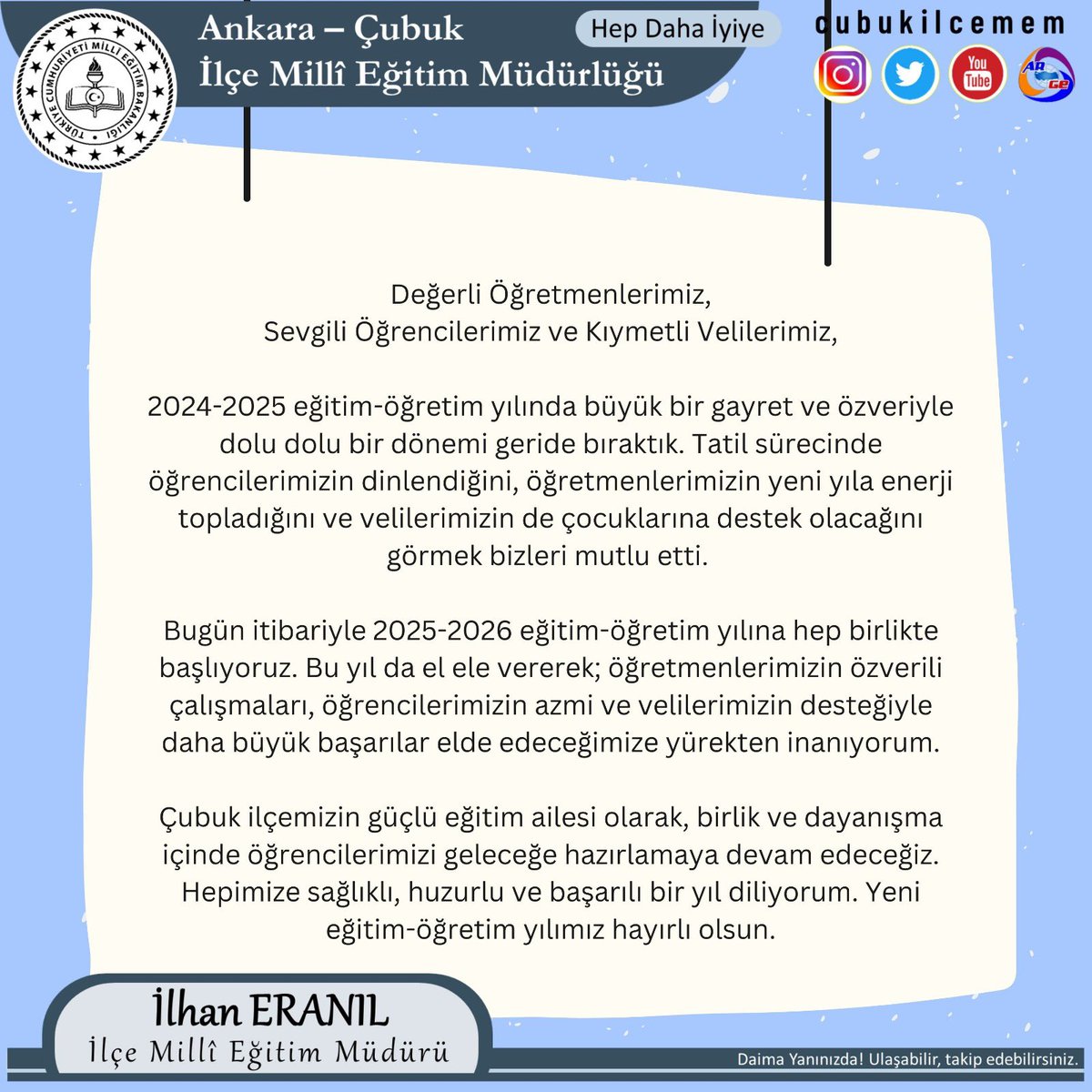 Çubuk İlçe Millî Eğitim Müdürlüğü (@cubukilcemem) on Twitter photo 