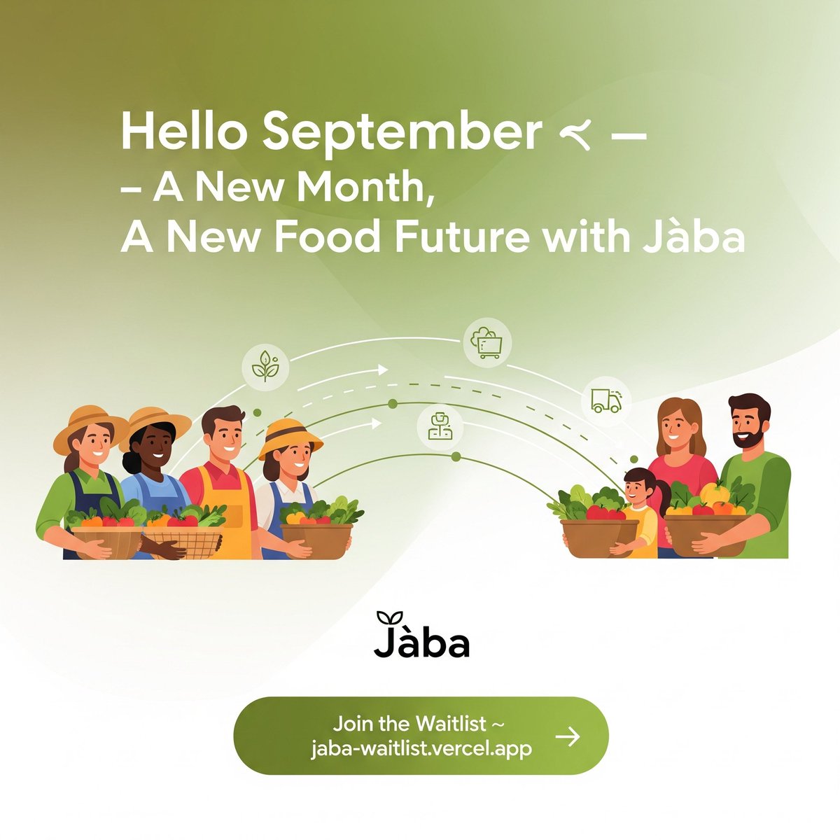 jaba_market's tweet photo. 🌱✨ Hello September!
At Jàba, we believe every new month brings new opportunities to transform food commerce in Nigeria.
This September, we’re building bridges between farmers, sellers, and buyers — making food fair, traceable, and accessible for everyone.
#Jaba #FoodCommerce https://t.co/i6mmmaH2wB