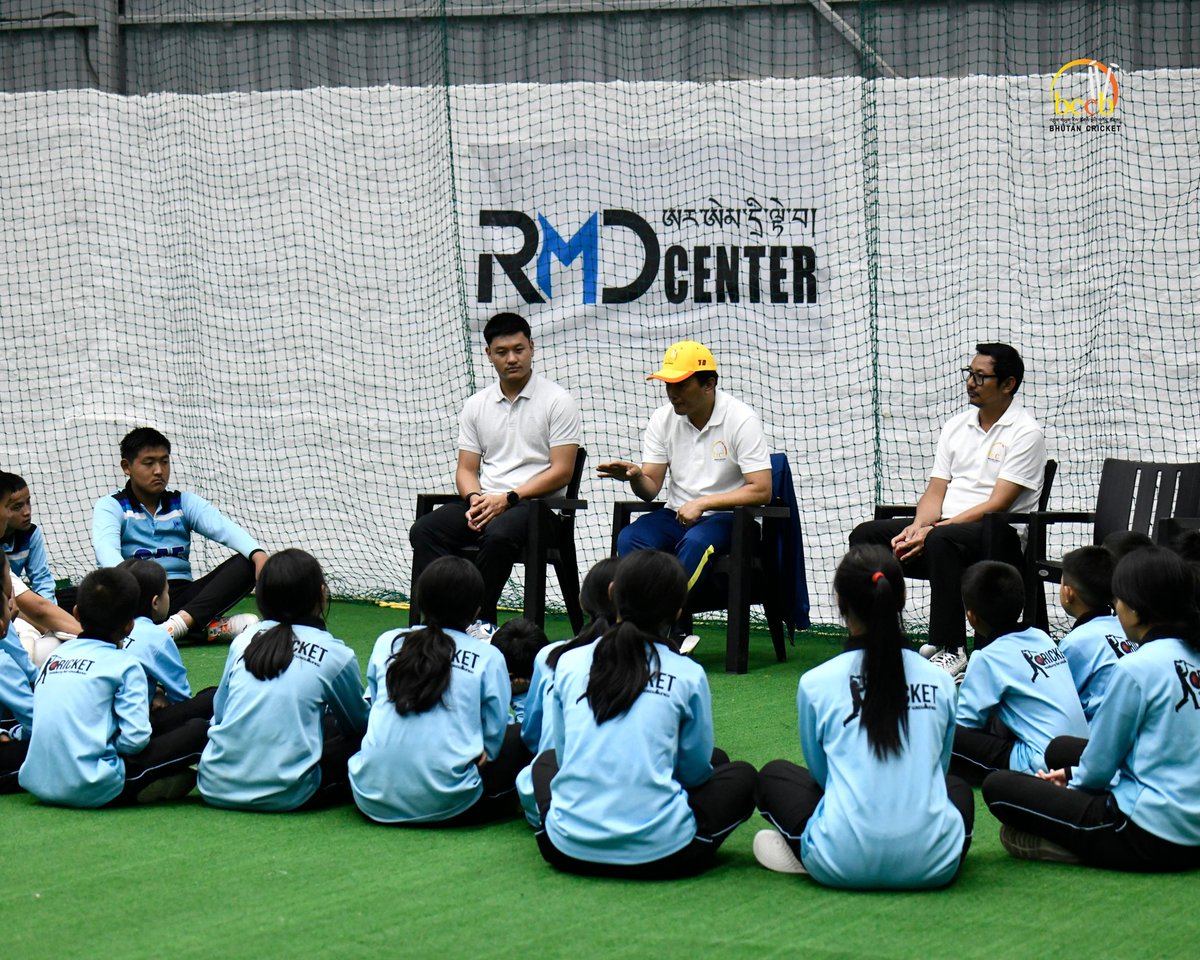 BhutanCricket's tweet photo. ✨ A Special Visit ✨
Yesterday, our President Mr. Thinley Wangchuk Dorji &amp; CEO Mr. Damber Gurung visited Bhutan’s first private cricket academy, RMD Center, founded by national player Ranjung Mikyo Dorji. Cricket grows when we grow together! 🏏💛
@mikyo_dorji https://t.co/XuC4WPNiAI