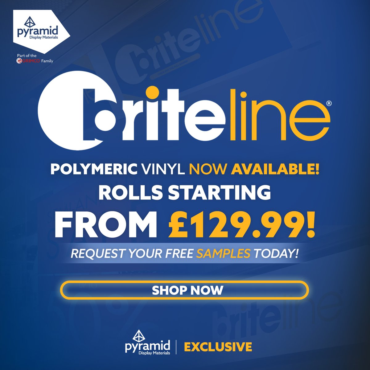 PyramidDisplay's tweet image. 🚀 The Briteline® family is growing!
Introducing Polymeric Vinyl – premium, cost-effective &amp;amp; durable for up to 7 years 🔥.

🎁 Free 1370mm x 5m sample rolls available now!

👉 Learn more here: eu1.hubs.ly/H0mHBhc0