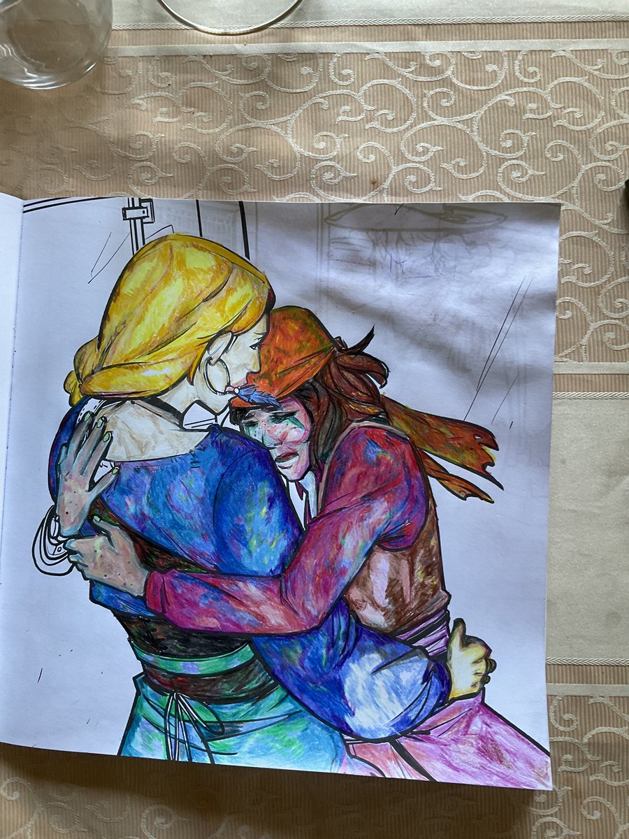 LightfullAnn's tweet image. Colored pencils Rachel and Max from #lifeisstrange with late sundown lighting. Art from official coloring book.