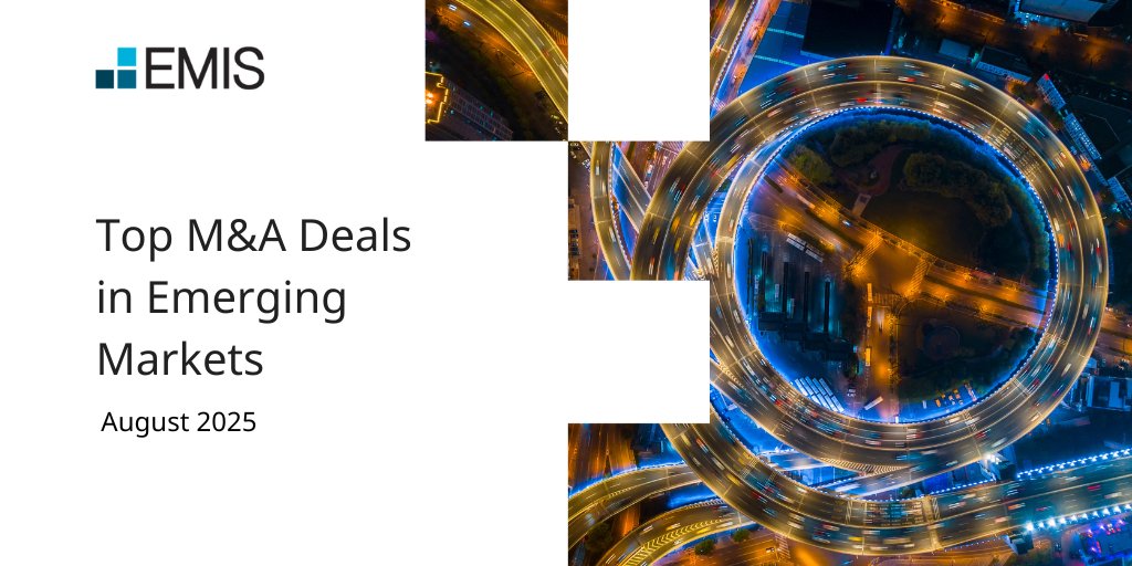 Who dominated the dealmaking landscape in August 2025? Take a closer look at the month’s top M&amp;A moves in emerging markets. 

 𝗥𝗲𝗮𝗱 𝘁𝗵𝗲 𝗶𝗻𝘀𝗶𝗴𝗵𝘁: eu1.hubs.ly/H0mDjk40

#MergersandAcquistions #TopDeals #MandA #EmergingMarkets