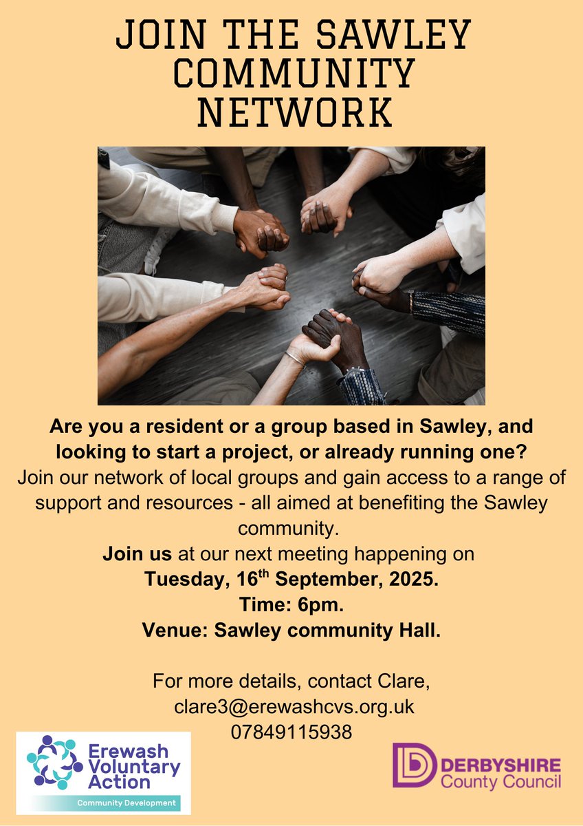 📢 Are you looking to start a group in Sawley, or already running one and would like more support? 

Whether you’re a resident or part of a group, this is YOUR chance for change! You are the change!

Join the Sawley Community Network and let’s build something great together!!