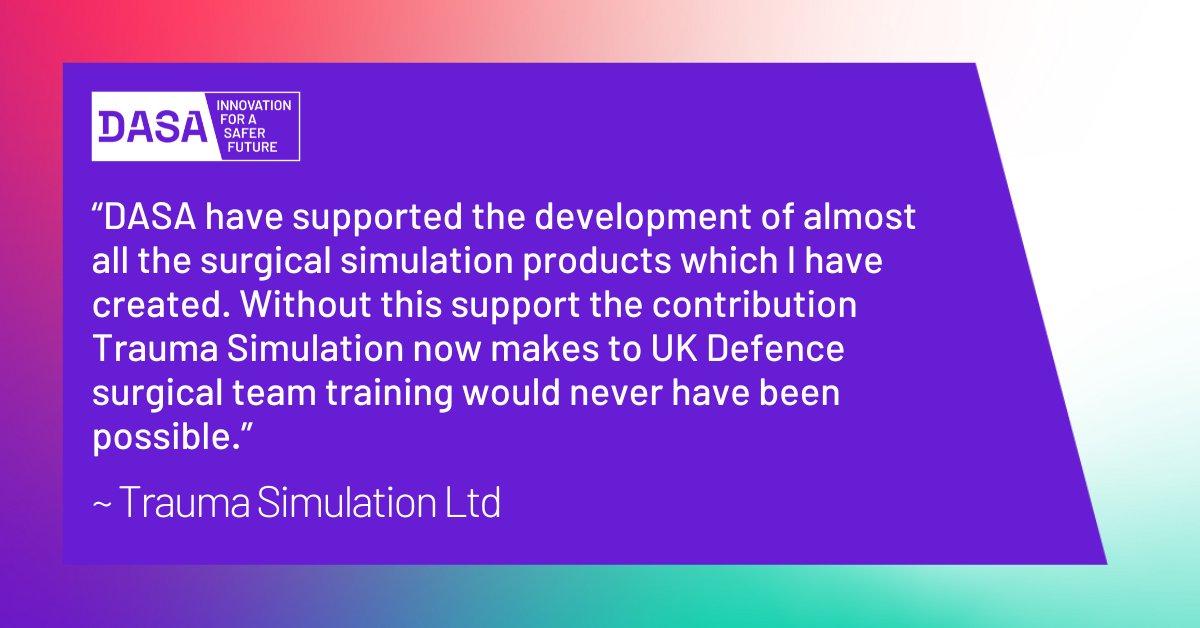 UKDInnovation's tweet image. From AI to quantum technologies, DASA funds innovations that solve critical defence and security challenges. 

Open and themed calls available now! ow.ly/Io2j50WxU01

#DefenceInnovation #SecurityTech @TraumaSimu