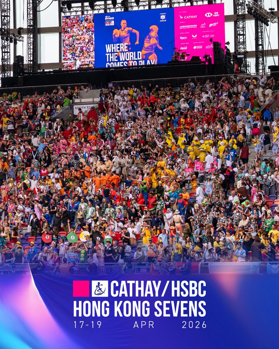 Cathay/HSBC Hong Kong Sevens, 17-19 April 2026

國泰/滙豐香港國際七人欖球賽，2026年4月17-19日

#hkrugby #HK7s