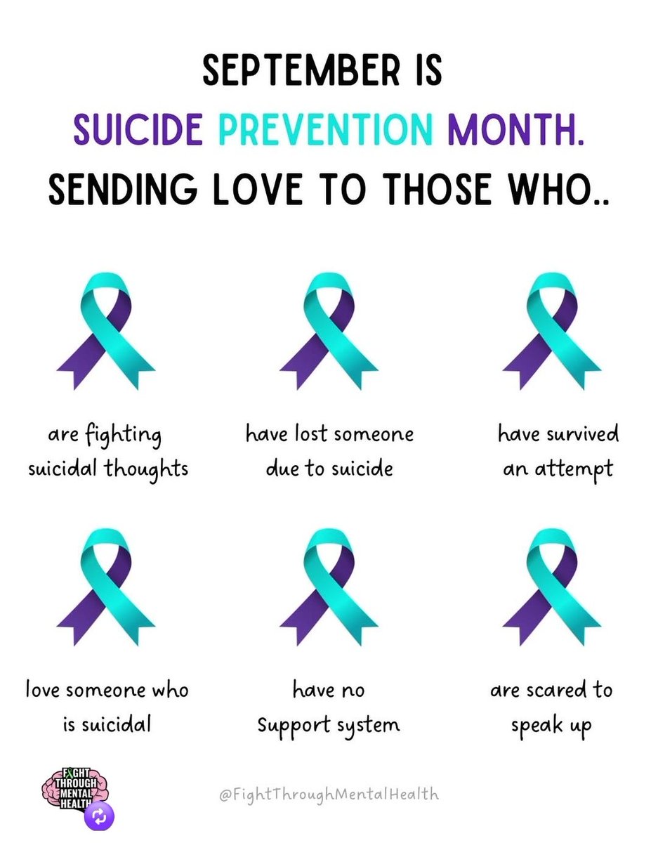 #SuicideAwareness 
#SuicidePreventionMonth 
🩵💜
