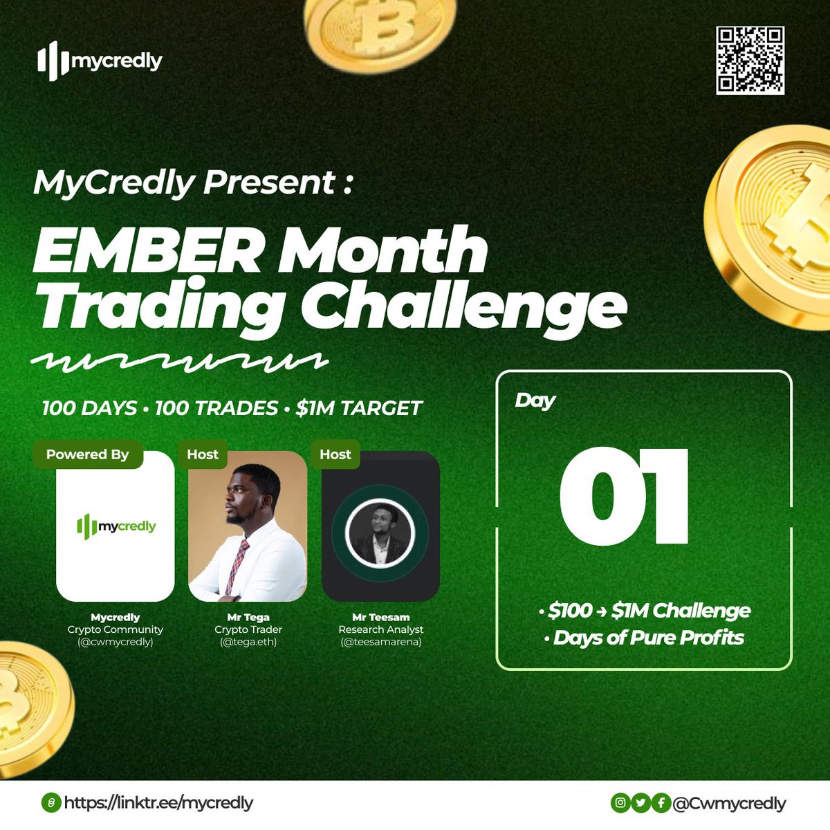 It's Day 1 of our 100 days trading challenge.

Today marks the beginning of something extraordinary. 

After weeks of preparation, community briefings, and strategic planning, the Ember Trading Challenge officially launches.

100 traders. 
97 trades each. 
$100 to $1,000,000.