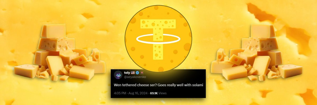One year ago, Toly proposed a 'Tethered Cheese'.

Cheese has been a great store of wealth since 2010, holding strong through Covid and War. clal.it/en/?section=gr…

Tethered Cheese is crypto's perfect store of value, endorsed by Toly himself.

Comm: x.com/i/communities/…
