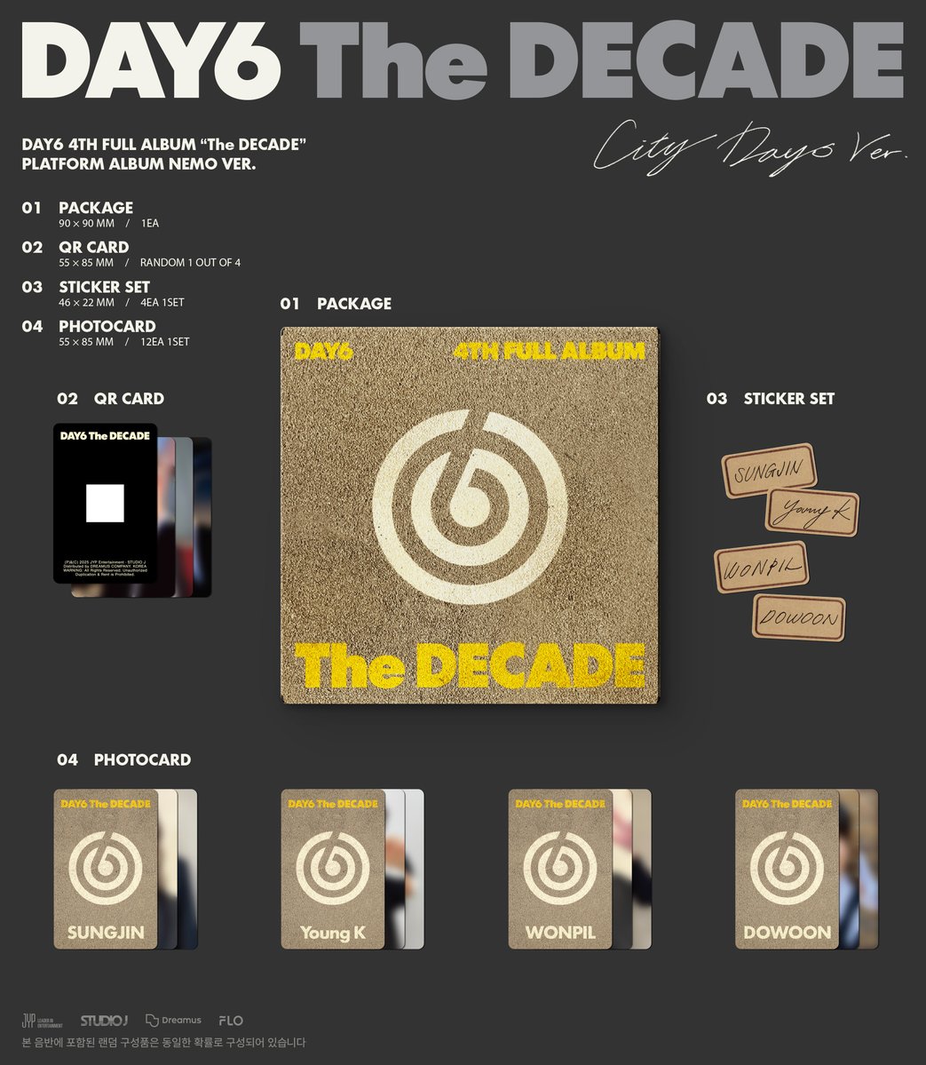 day6official's tweet image. DAY6(데이식스) 4th Full Album
&amp;lt;The DECADE&amp;gt;
ALBUM PREVIEW

PLATFORM ALBUM NEMO Ver. (Six on the Dice Ver. / City Days Ver.)

2025.09.05 FRI 6PM (KST)

#DAY6 #데이식스
#The_DECADE
#DAY6_10th_Anniversary