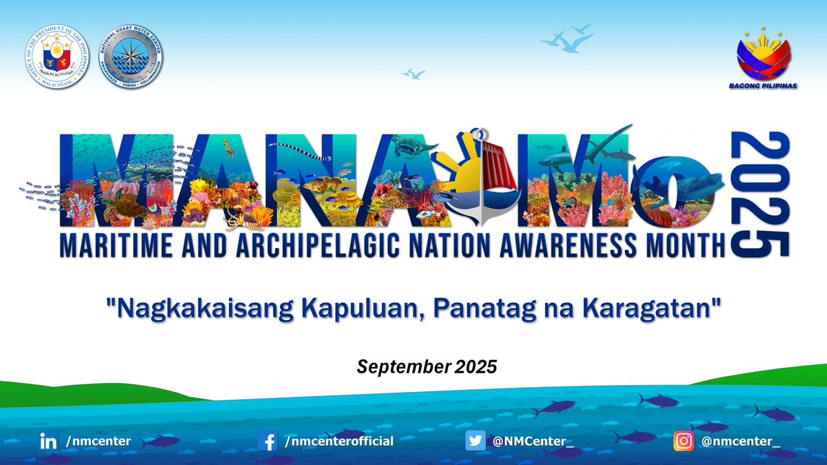 NMCenter_'s tweet photo. The National Maritime Center proudly joins the nation in celebrating the Maritime and Archipelagic Nation Awareness Month (MANAMo) this September, with the theme “Nagkakaisang Kapuluan, Panatag na Karagatan.”

Happy MANAMo, SEAtizens! 🌊🇵🇭

#MANAMo2025
#PamanaNgKaragatan https://t.co/Pm5DLgBlhz