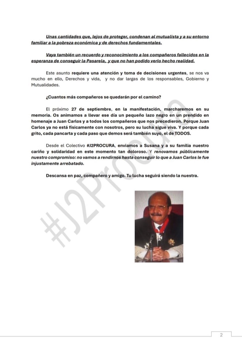 Lamentablemente nuestro compañero Juan Carlos procurador pasivo, nos ha abandonado sin poder conseguir el reconocimiento de una pensión digna del RETA para él o para su familia q tanto ha luchado. Nuestros políticos deben reflexionar. Esto es lo q quieren para nuestros mayores?
