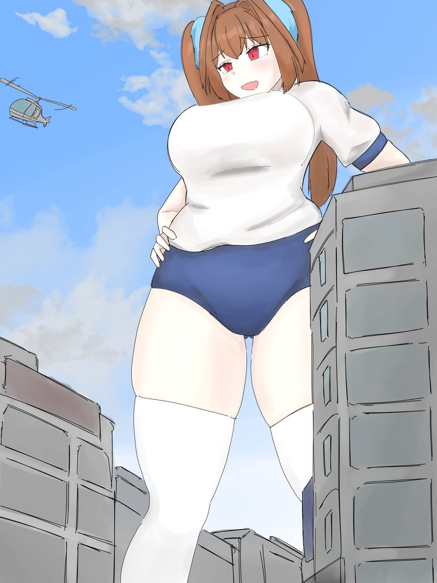 練習と言われて街に来たけど狭すぎて混乱しているダスカ
#巨大娘 #giantess 