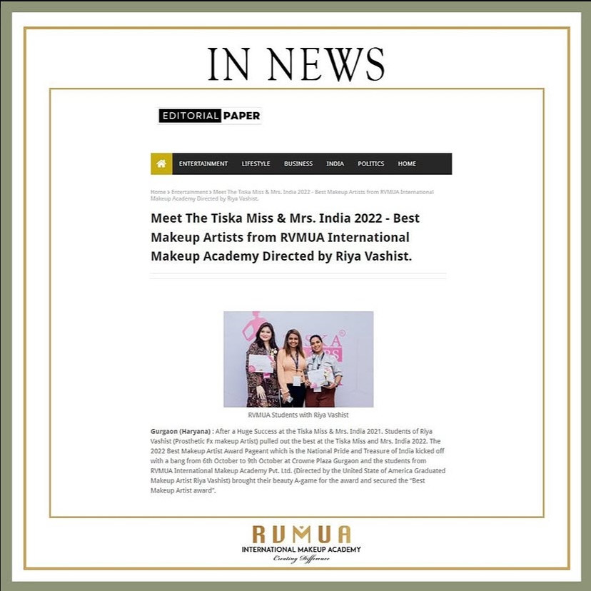 rvmua's tweet image. From hands-on practice to national recognition &amp;amp; fashion week exposure – students of 𝗧𝗛𝗘 𝗥𝗜𝗬𝗔 𝗩𝗔𝗦𝗛𝗜𝗦𝗧 are building careers in the beauty industry. 

🎓 Professional Makeup &amp;amp; Hair Styling
🎓 Placement in Bollywood &amp;amp; fashion industry
#theriyavashist #makeupeducation