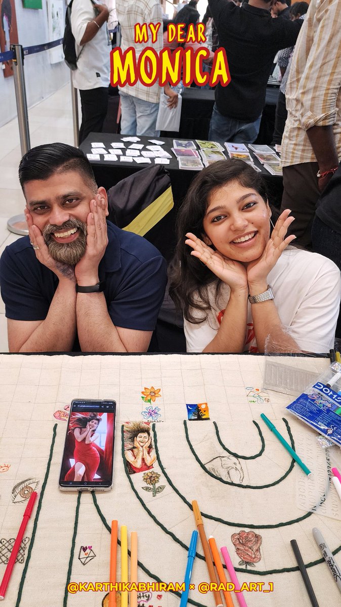 karthik82's tweet image. At yesterday's #aninchaugust event. Radha and I drew @hegdepooja as Monica from #Coolie. Posted this Reel and more pictures on Instagram.