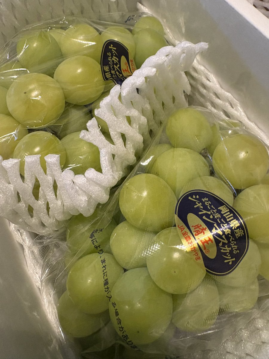 シャインマスカット届きましたー！！早く食べたい🍇粒が大きくて美味しそう🤤早く食べたいw
<a href="/gee_otaryo/">geeちゃん</a> いつもありがとー！！