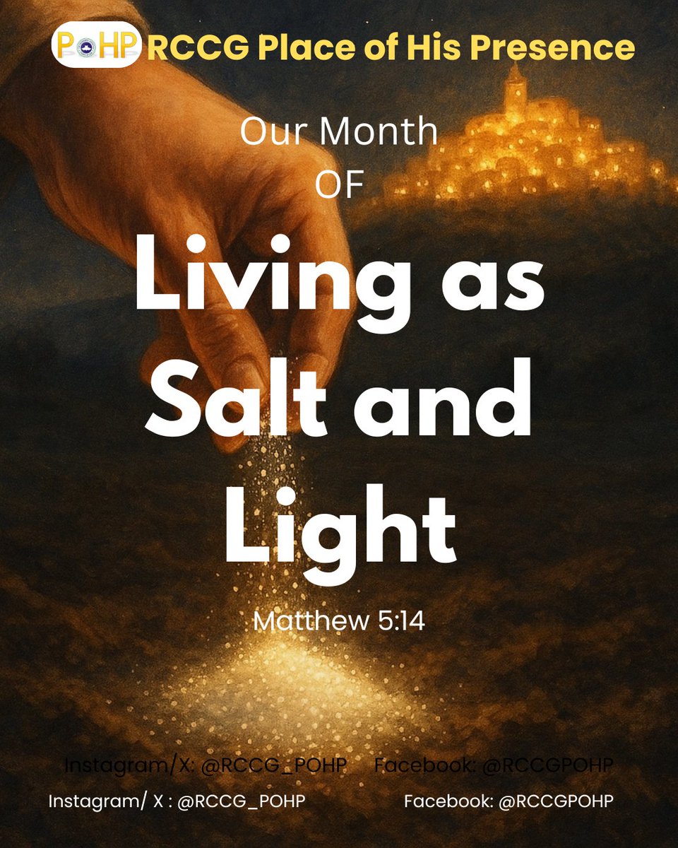 #SaltandLight

Beloved, welcome to our month of Living as Salt and Light.

As a follower of Jesus Christ, you are the Bible to many. May your life signpost them to God, in the name of Jesus Christ.