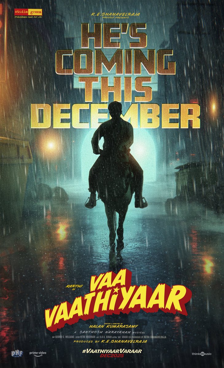 Think Music (@thinkmusicindia) on Twitter photo This December, vibe so loud,
Vaathiyaar steps in, ruling the crowd! 😎🐎
#VaaVaathiyaar is arriving December 2025
#VaathiyaarVaraar
A #NalanKumarasamy Entertainer
A <a href="/Music_Santhosh/">Santhosh Narayanan</a> Musical
<a href="/Karthi_Offl/">Karthi</a> <a href="/VaaVaathiyaar/">Vaa Vaathiyaar</a> <a href="/StudioGreen2/">Studio Green</a> <a href="/gnanavelraja007/">gnanavelraja</a> <a href="/IamKrithiShetty/">KrithiShetty</a> #Rajkiran This December, vibe so loud,
Vaathiyaar steps in, ruling the crowd! 😎🐎
#VaaVaathiyaar is arriving December 2025
#VaathiyaarVaraar
A #NalanKumarasamy Entertainer
A <a href="/Music_Santhosh/">Santhosh Narayanan</a> Musical
<a href="/Karthi_Offl/">Karthi</a> <a href="/VaaVaathiyaar/">Vaa Vaathiyaar</a> <a href="/StudioGreen2/">Studio Green</a> <a href="/gnanavelraja007/">gnanavelraja</a> <a href="/IamKrithiShetty/">KrithiShetty</a> #Rajkiran