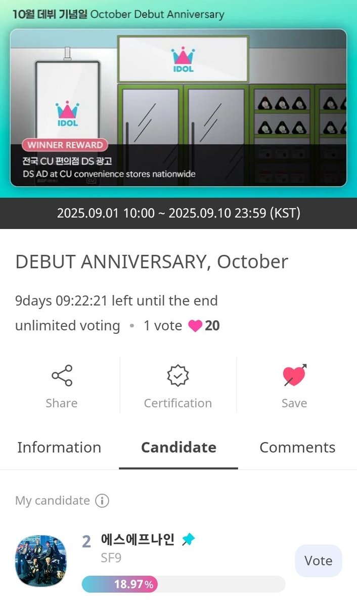 Voting has started and we've got a little less than 10 days. Let's go, FANTASY! (Remember to save some for the last hour)

promo-web.idolchamp.com/app_proxy.html…

DEBUT ANNIVERSARY, October