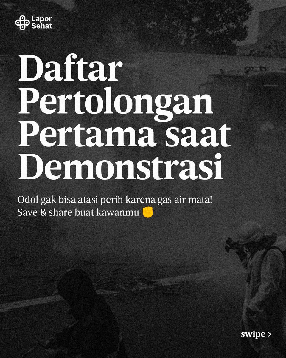 Ingat, keselamatan selalu yang utama. 🚨 
Dari mata perih karena gas air mata hingga luka ringan, penting untuk tahu langkah pertolongan pertama.

Yuk, simak tips berikut biar kamu dan teman tetap aman. ❤️
