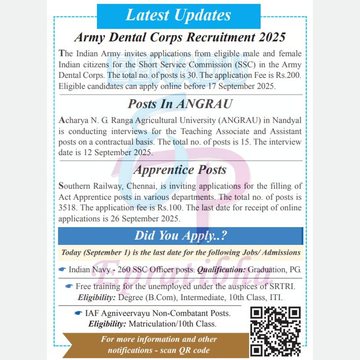 eenaduepratibha's tweet photo. నోటిఫికేషన్స్: https://t.co/wipegb8uXp
#Careers #HiringNow #JobSeeker #WorkOpportunities #EmploymentNews #CareerGrowth #FreshersJobs #WalkInInterview https://t.co/KHyXxX866d